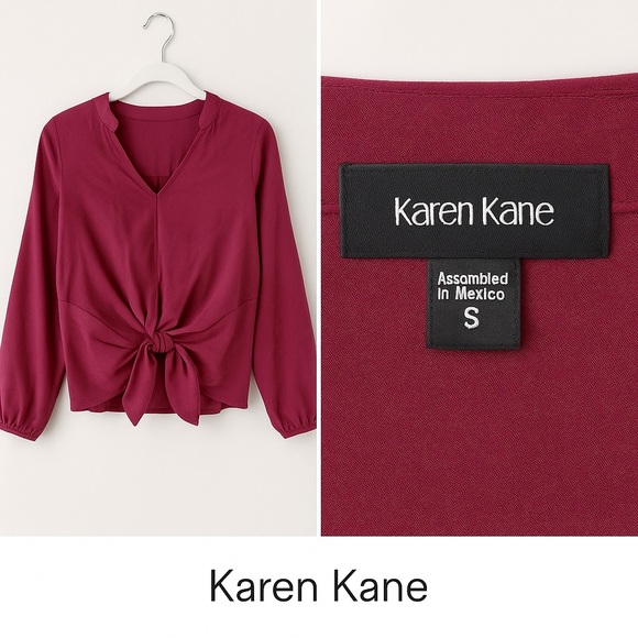 Karen Kane Deep Red Top with Knot Detail - Picture 1 of 1